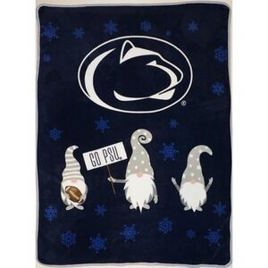 Penn State Fleece Throw Nittany Lions Blue Gnomes Snowflakes Plush Blanket 60x50